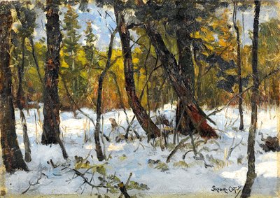 Woodland in winter by Marc Aurele de Roy Suzor Cote