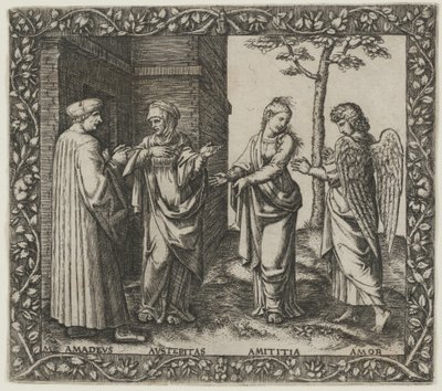 Amadeus Berruti with Austeritas, Amititia, and Amor by Marcantonio Raimondi