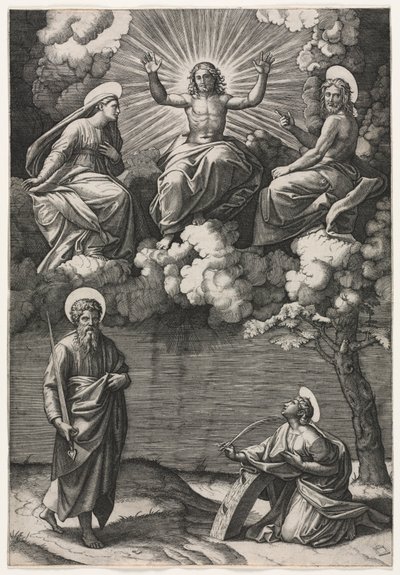 Christ, the Virgin, and St. John the Baptist with Saints Paul and Catherine by Marcantonio Raimondi