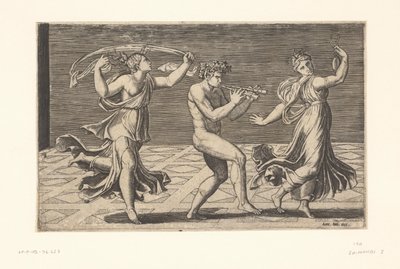 Dancing Satyr and Maenads by Marcantonio Raimondi