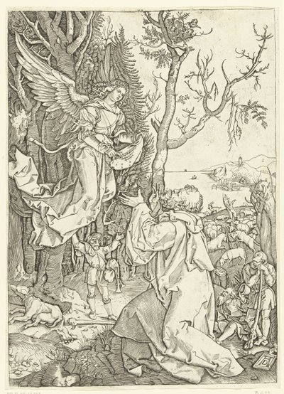 Angel Appears to Joachim (Life of Mary series) by Marcantonio Raimondi