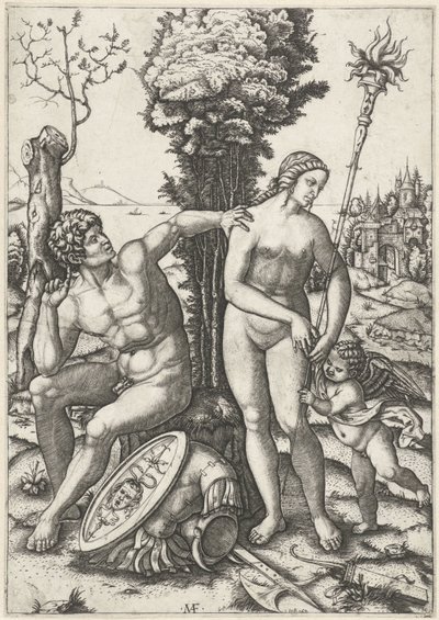 Mars and Venus as Lovers with Cupid by Marcantonio Raimondi