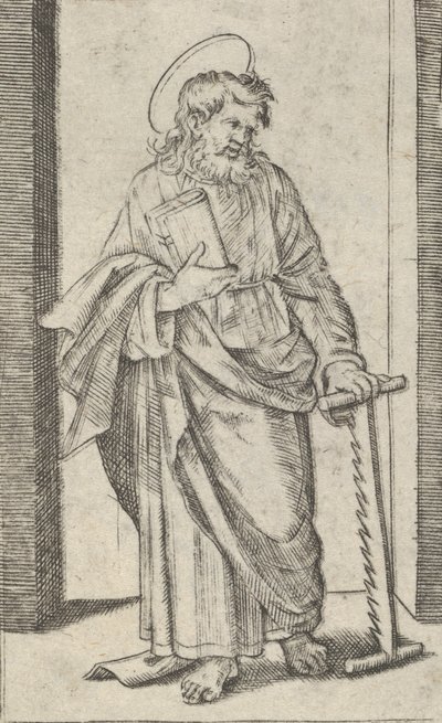 Saint Simon, a saw in his lowered left hand, from the series 