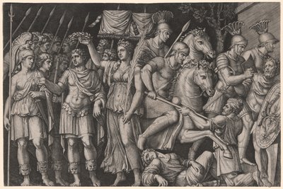 Trajan Crowned by Victory by Marcantonio Raimondi