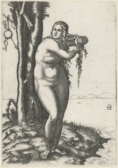 Venus Standing on the Shore and Wringing Water from Her Hair by Marcantonio Raimondi