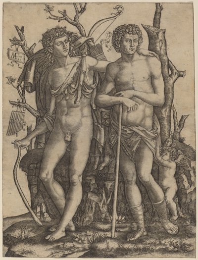 Apollo and Hyacinthus by Marcantonio Raimondi after Francesco Francia