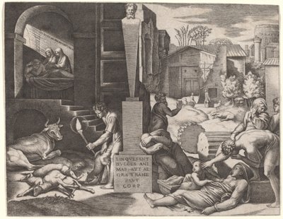 The Plague by Marcantonio Raimondi after Raphael