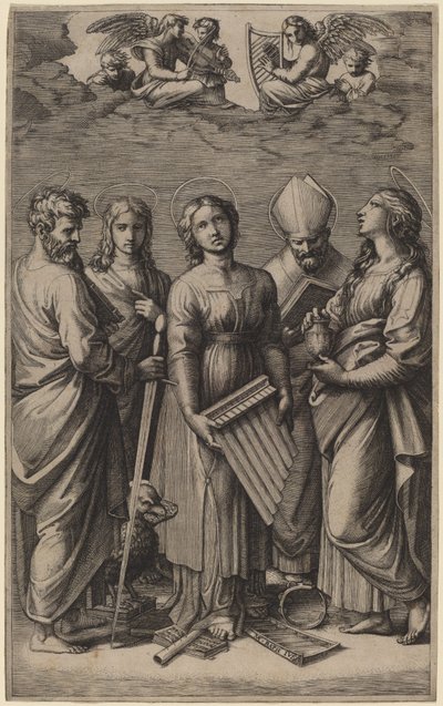 Saint Cecilia by Marcantonio Raimondi after Raphael