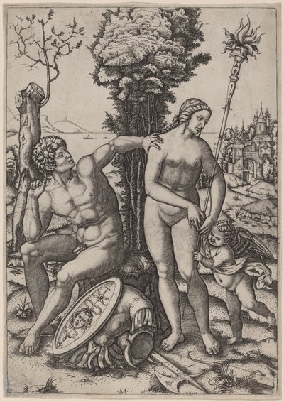 Mars, Venus, and Eros by Marcantonio Raimondi possibly after Andrea Mantegna