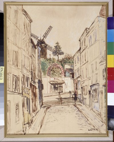 Le Moulin de la Galette: View of the Famous Cabaret of Montmartre by Marcel Leprin