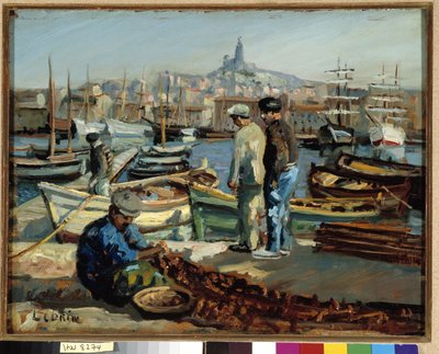 Fishermen on the Quay of the Port of Marseille by Marcel Leprin
