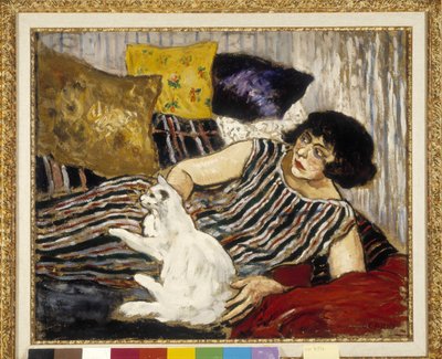 Suzanne Valadon and her cat by Marcel Leprin