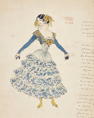 Carmen, costume sketch for Act II of Carmen by Marcel Multzer