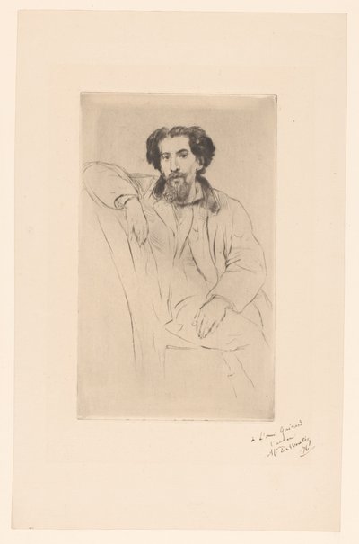 Portrait of Henri Charles Guérard by Marcellin Gilbert Desboutin (signed by artist)