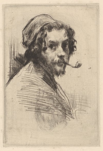 Self-Portrait of Marcellin Gilbert Desboutin with Pipe by Marcellin Gilbert Desboutin