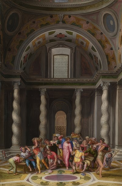 Jesus Drives the Money Changers from the Temple. After 1550 by Marcello Venusti