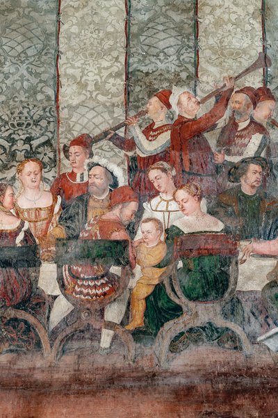 Banquet (detail) by Marcello or Romani Girolamo (Romanino) (c.1485 c.1566) (attr.to) Fogolino