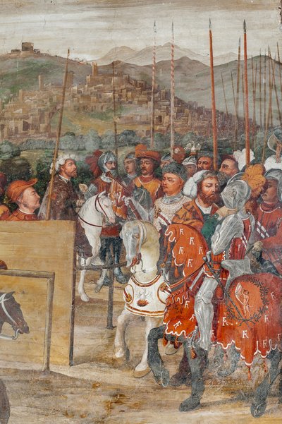 Visit of Christian I of Denmark to Bartolomeo Colleoni (detail) by Marcello or Romani Girolamo (Romanino) (c.1485 c.1566) (attr.to) Fogolino