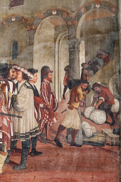 Hunting Scene (detail of the Visit of Christian I of Denmark to Bartolomeo Colleoni, Hall of Honour) by Marcello or Romani Girolamo (Romanino) (c.1485 c.1566) (attr.to) Fogolino