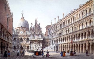 The Courtyard of Palazzo Ducale, Venice (litho) by Marco (after) Moro