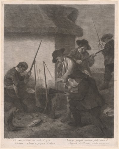 Servants Preparing the Guns for the Hunt by Marco Alvise Pitteri after Pietro Longhi