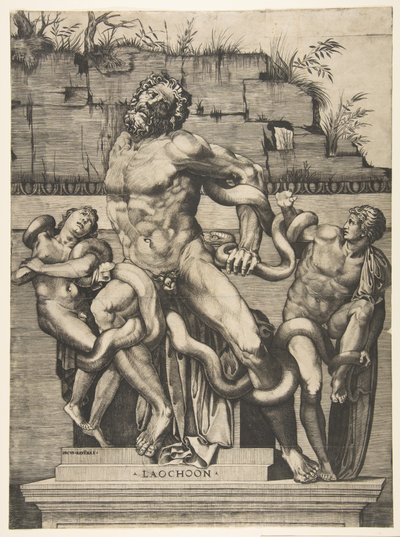 Laocoön and His Sons Being Attacked by Serpents by Marco Dente