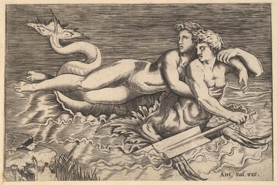 Speculum Romanae Magnificentiae: A Triton Carrying off a Nymph by Marco Dente