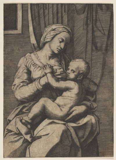 Virgin Nursing the Infant Christ on Her Lap by Marco Dente