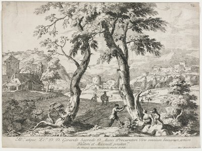 View of a Village with Figures in the Foreground by Marco Ricci