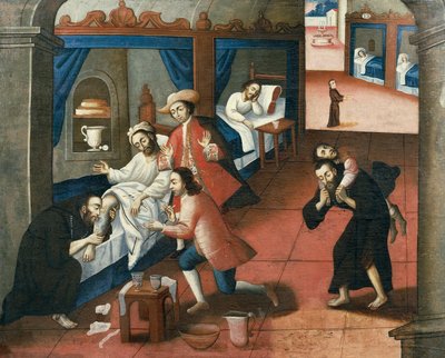 Religious Men Treating a Patient at St. Andrew Hospital, Cuzco by Marcos Zapata
