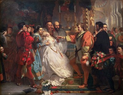 Claudio, deceived by Don John, accuses Hero, from Much Ado About Nothing by Marcus Stone