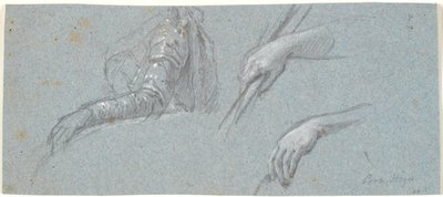 Two Studies of Hands and Study of Female Torso with Outstretched Arm by Marcus Tuscher