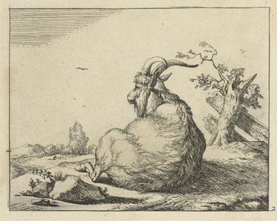 Goat Sitting by a Fallen Tree by Marcus de Bye