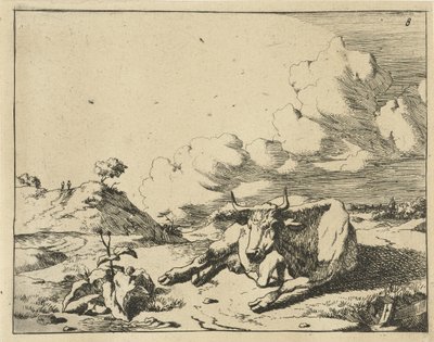 Lying Cow Seen from the Front (Cows and Bulls series) by Marcus de Bye
