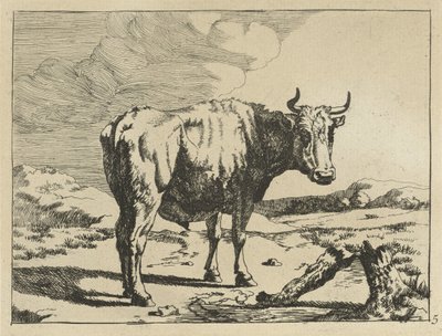 Bull Standing by a Tree Stump (Cows and Sheep series) by Marcus de Bye