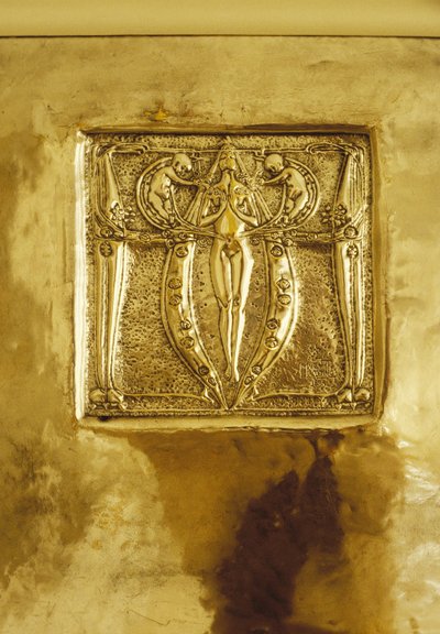Furniture designed for No. 120 Mains Street, Glasgow, Repousse metal plaque originally above fireplace, c.1900 by Margaret Macdonald