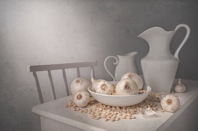 Garlic and White Pitchers by Margareth Perfoncio