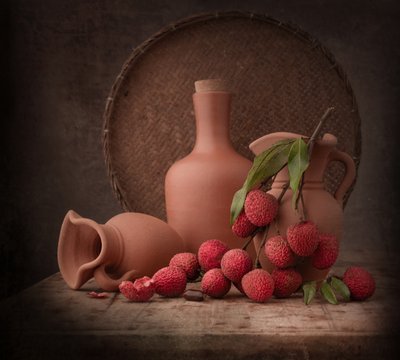 Rustic Lychee Still Life by Margareth Perfoncio