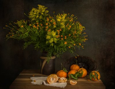 Tangerines and Fall Flowers by Margareth Perfoncio