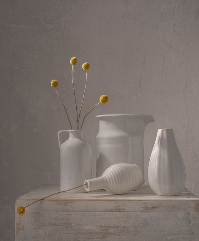White Vases Yellow Flowers by Margareth Perfoncio