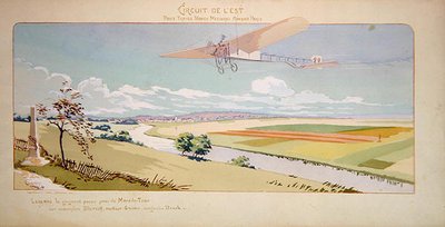 Comte Charles de Lambert in a Bleriot Monoplane flies the West Circuit, published by Mabileau, Paris by Marguerite (fl.1909 14) Montaut