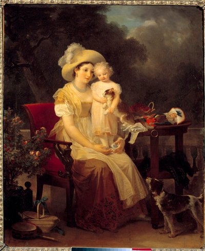 Woman Sitting Holding a Girl on Her Knees by Marguerite Gerard
