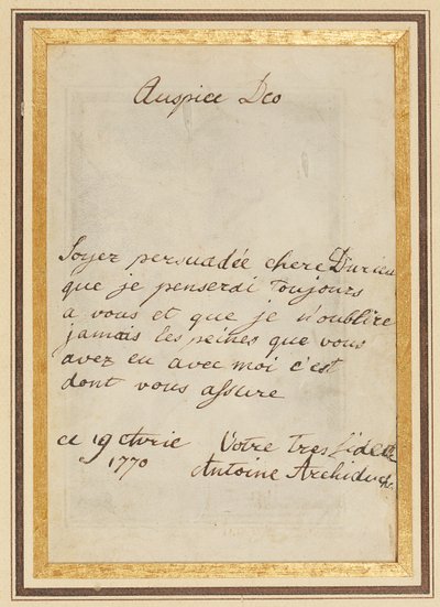 Autograph letter to Thérèse or Barbe Durieux, dated 19 April 1770 by Maria Antonia Josepha Johanna von Habsburg Lothringen
