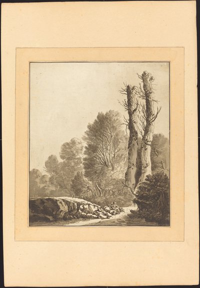 Landscape with Two Trees by Maria Catharina Prestel after Herman Saftleven