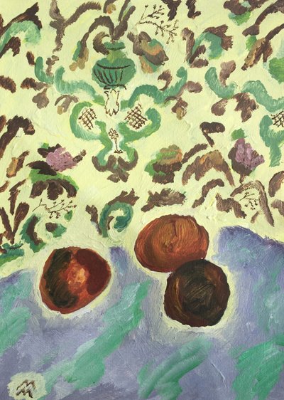 Still Life with Three Peaches by Maria Magenta