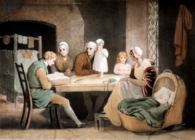 Three generations listening to a reading from the family Bible, c1800 by Maria Spilsbury
