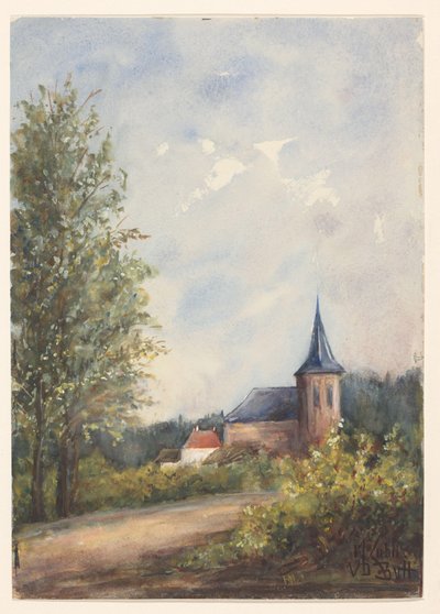 Landscape with Church by Maria Zubli van den Berch van Heemstede (signed by artist)