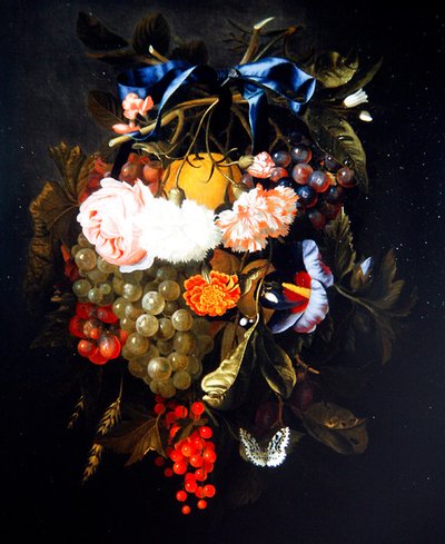 A Swag of Flowers and Fruits by Maria van Oosterwyck