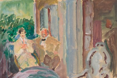Sacharoff and Jawlensky on the Balcony in St. Prex at Lake Geneva by Marianne von Werefkin