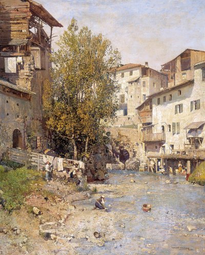 Landscape with a Village on the Outskirts of Rome by Mariano Barbasan Lagueruela